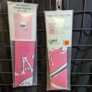 Pirate Girl Pink Garden Banner